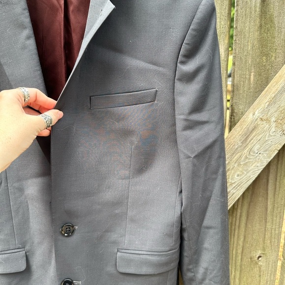 Express Men’s Solid Charcoal Grey Extra Slim Button Sport Coat Blazer - Picture 5 of 6